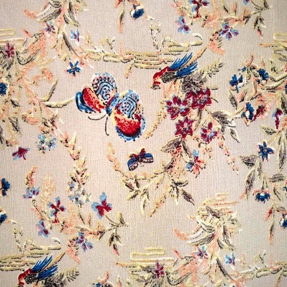 Miss Me Top S Floral Butterfly Print Hippy Boho Bell Sleeve Peasant Shirt Blouse - Picture 2 of 8